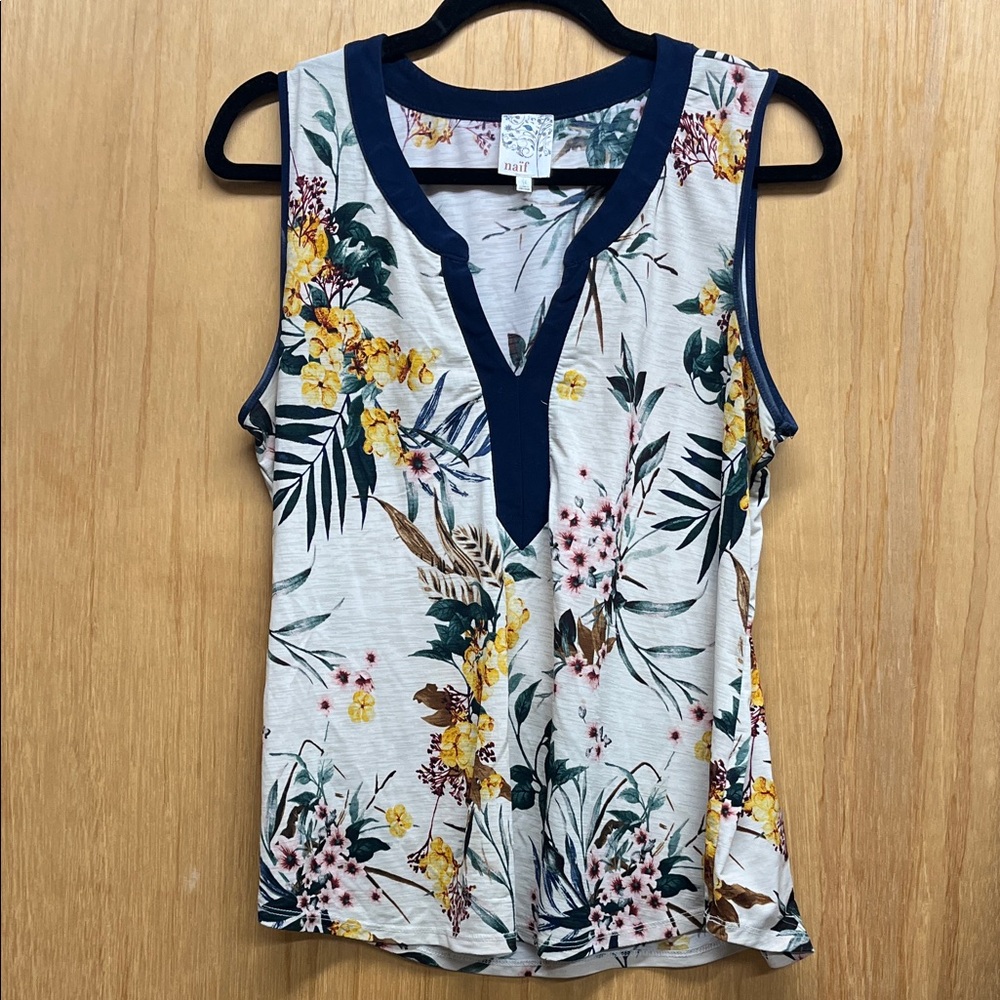 NAIF Multicolor Floral Blouse with Navy Accents